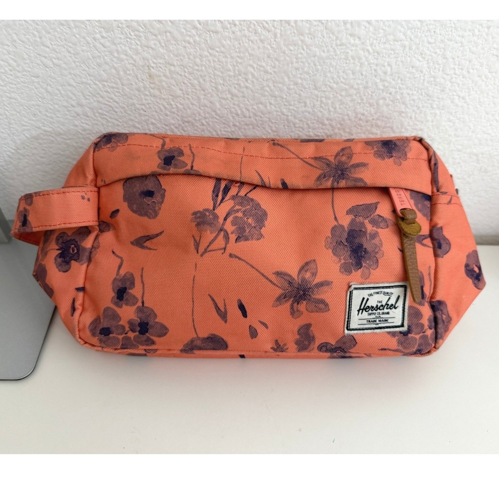 Herschel‎ Supply Co Chapter Travel Kit Toiletry Bag Coral Floral Print Pouch